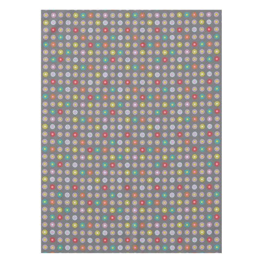 レトロカラフル花 テーブルクロス (正面)