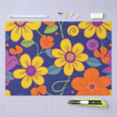 レトロカラフル花 – ドーパミンスタイルティッシュペーパー 薄葉紙 (クラフト)