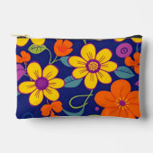 レトロカラフル花 – ドーパミンスタイル アクセサリーポーチ (正面)