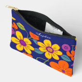 レトロカラフル花 – ドーパミンスタイル アクセサリーポーチ (見開き)