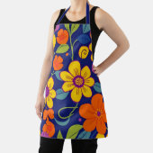 レトロカラフル花 – ドーパミンスタイル エプロン (インサイチュ)