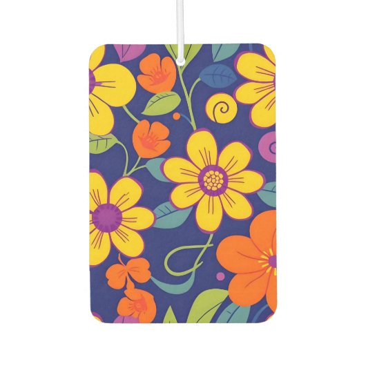 レトロカラフル花 – ドーパミンスタイル カーエアーフレッシュナー (正面)