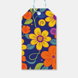 レトロカラフル花 – ドーパミンスタイル ギフトタグ