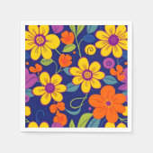 レトロカラフル花 – ドーパミンスタイル スタンダードカクテルナプキン (正面)