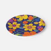 レトロカラフル花 – ドーパミンスタイル ペーパープレート (アングル)
