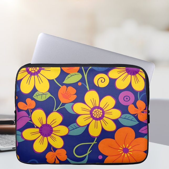 レトロカラフル花 – ドーパミンスタイル ラップトップスリーブ (Colorful Retro Flowers-Dopamine Style Laptop Sleeve
)