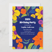 レトロカラフル花 – ドーパミンスタイル 招待状 (正面)