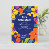 レトロカラフル花 – ドーパミンスタイル 招待状 (スタンド正面)