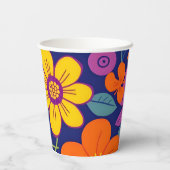 レトロカラフル花 – ドーパミンスタイル 紙コップ (裏面)