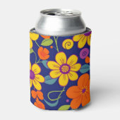 レトロカラフル花 – ドーパミンスタイル- 缶クーラー (缶正面)