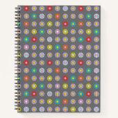 レトロカラフル花 ノートブック (正面)