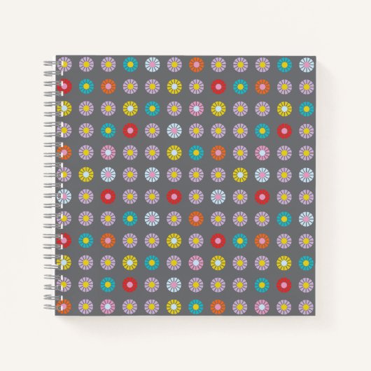 レトロカラフル花 ノートブック (正面)