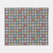 レトロカラフル花 フリースブランケット (正面(横))