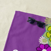 レトロカラフル花（モノグラム） ビーチタオル (インサイチュ)