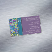 レトロカラフル花(モノグラム) マグネット名刺 (インサイチュ)