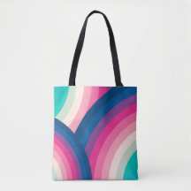 レトロカラフル虹の円パターン|