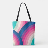 レトロカラフル虹の円パターン| トートバッグ (裏面)