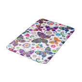 レトロカラフル蝶と花のパターン バスマット (アングル)