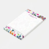 レトロカラフル蝶と花のパターン ポストイット (アングル)