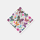 レトロカラフル蝶と花パターン2 スタンダードカクテルナプキン (角)