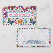 レトロカラフル蝶と花パターン2 名刺 (正面/裏面)