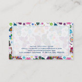 レトロカラフル蝶と花パターン2 名刺 (裏面)