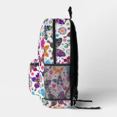 レトロカラフル蝶パターンの上の白 プリントバックパック (右)