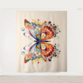 レトロカラフル蝶 タペストリー (正面)