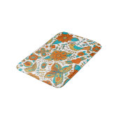 レトロカラフル鳥花と蝶のパターン バスマット (アングル)