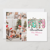 レトロカラフル5写真メリークリスマス シーズンカード (正面)