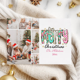 レトロカラフル5写真メリークリスマス シーズンカード