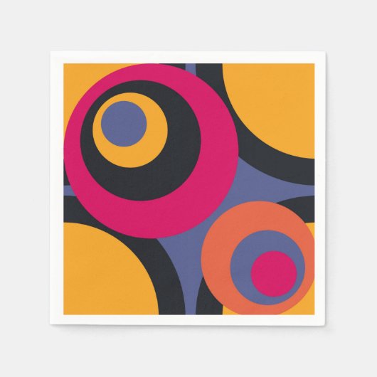 レトロカラフル50年代抽象芸術アート スタンダードカクテルナプキン (正面)