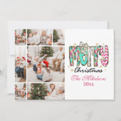 レトロカラフル7写真メリークリスマス シーズンカード (正面)
