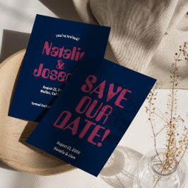 レトロカラフル70ユニークs Groovy結婚の セーブザデート