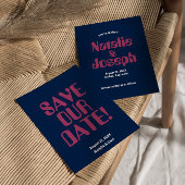 レトロカラフル70ユニークs Groovy結婚の セーブザデート