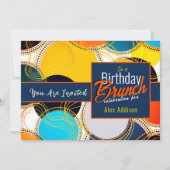 レトロカラフル70年代80年代の誕生日パーティーへの招待 招待状 (正面)