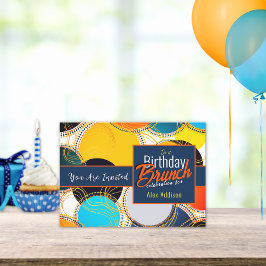 レトロカラフル70年代80年代の誕生日パーティーへの招待 招待状