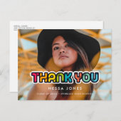 レトロカラフル90s卒業式ありがとう写真 ポストカード (正面/裏面)