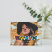 レトロカラフル90s卒業式ありがとう写真 ポストカード (スタンド正面)