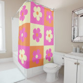 レトロカラフルBOHOフローラルパターン シャワーカーテン (インサイチュ)