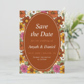 レトロカラフルGroovyデイジーフローラ60s 70sトレンディー セーブザデート (スタンド正面)