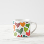 レトロカラフルGroovyバレンタインハートパターン エスプレッソカップ (右)
