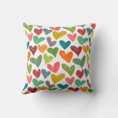 レトロカラフルGroovyバレンタインハートパターン クッション (裏面)