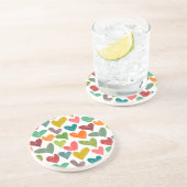 レトロカラフルGroovyバレンタインハートパターン コースター (側面)