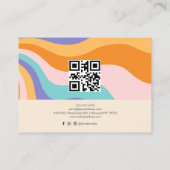 レトロカラフルGroovy波形Boho Qrコード 名刺 (裏面)