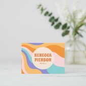 レトロカラフルGroovy波形Boho Qrコード 名刺 (スタンド正面)