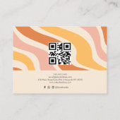 レトロカラフルGroovy波形Boho Qrコード 名刺 (裏面)