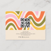 レトロカラフルGroovy波形Boho Qrコード 名刺 (裏面)