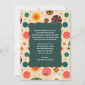 レトロカラフルGroovy 4フォトグリーンクリスマス シーズンカード (裏面)