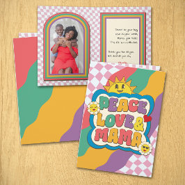 レトロカラフルGroovy Mom引用文タイポグラフィ写真 カード